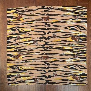 Lightweight Semi-Sheer Tiger Print Square Scarf, in Shades of Terracotta & Black